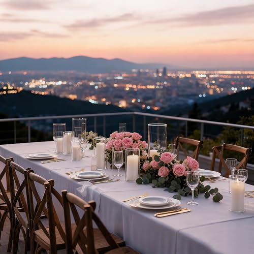 24 Pcs Glass Hurricane Candle Holders Set - White Pillar Candles with Clear Glass Cylinder Vases (12 Candles + 12 Vases) for Wedding, Dating, Party, Table Centerpiece Decor - size: 24 Pcs