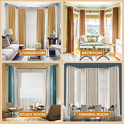 HOTOZON Double Bay Window Curtain Rods 36 to 72 Inches(Center Rod), Bronze - color: Antique Bronze