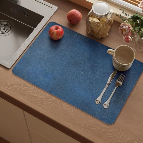 Vinyl Placemats Set of 6-12x17 Inch - Heat Resistant Washable Place Mats Waterproof Non-Slip Wipeable Table Mats for Dining Table Decor, Indoor/Outdoor Plastic Mat - color: Blue