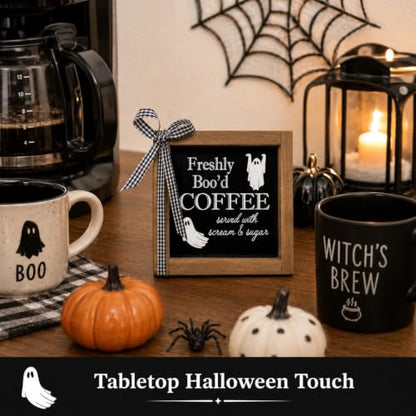 Freshly Bood Coffee Sign Halloween Coffee Bar Table Home Decor - color: black-coffee