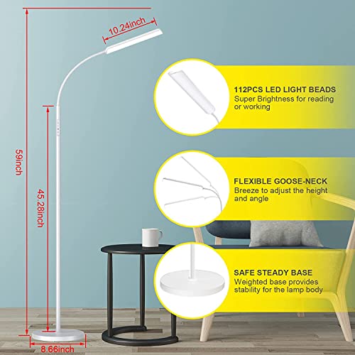 Dimunt LED Floor Lamp, Stepless Adjustable 3000K-6000K Colors, White - color: White