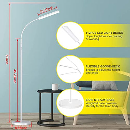 Dimunt LED Floor Lamp, Stepless Adjustable 3000K-6000K Colors, White - color: White