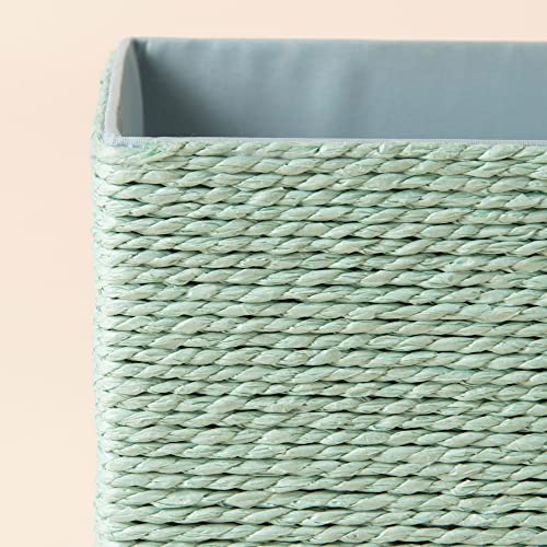LA JOLIE MUSE Bathroom Basket Organizers, Paper Rope Storage, Green 4 Pack - color: Light Green