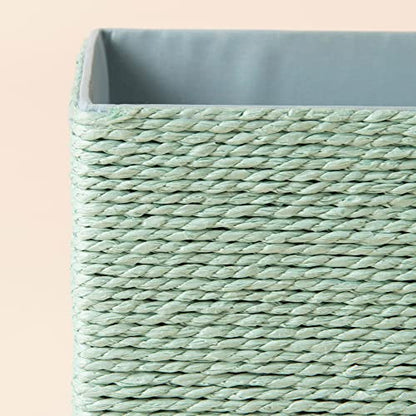 LA JOLIE MUSE Bathroom Basket Organizers, Paper Rope Storage, Green 4 Pack - color: Light Green