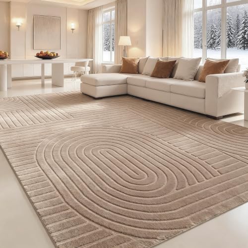 Brown Solid Area Rug 8x10, Washable Non Slip Rugs for Living Room - color: Light Brown, size: 8' x 10' (Rectangular)