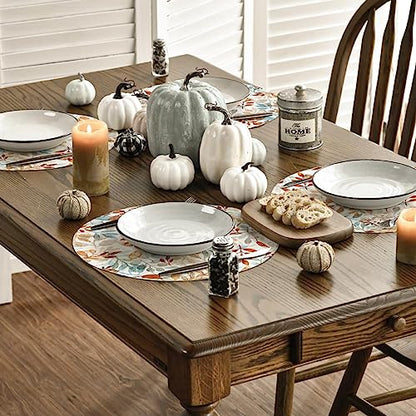 Artoid Mode Leaves Round Fall Placemats Set of 4, 14 Inch Seasonal Autumn Thanksgiving Round Table Mats for Dining Decoration - size: 14", Round 4 Pcs