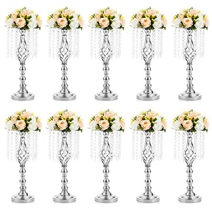 NUPTIO Silver Centerpiece for Wedding Table, 19.3" Tall, 10 Pcs - color: Silver, size: Medium - 10 Pcs