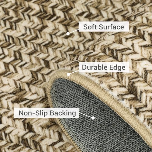 ROYHOME Runner Rug 2x10 Print Braided Hallway Runner Washable Area Rug - color: Linen, size: 2' x 10' (Rectangular)