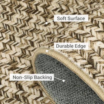 ROYHOME Hallway Runner Rug 2x8 Print Braided Runner Rug Non-Slip - color: Linen, size: 2' x 8' (Rectangular)