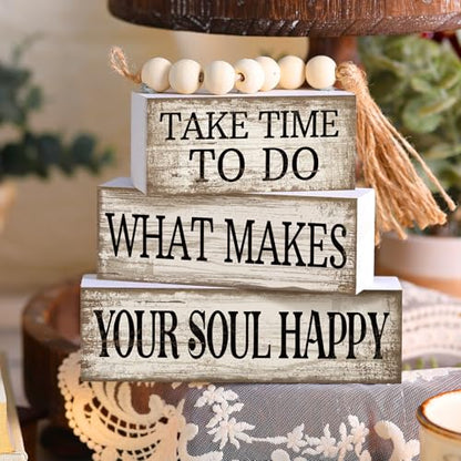 Yuntau 4 Pcs Farmhouse Tabletop Decoration Inspirational Tiered Tray Decor - style: Inspirational