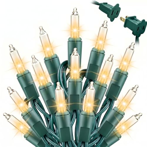 Brightown Clear Christmas String Lights, 100-Count 20ft Incandescent Bulb Mini Lights for Indoor Holiday Decor, Christmas Tree Garland Wedding Party Multi-Use Festival Decoration, Green Wire - color: Warm White - Green Wire, size: 100 Count