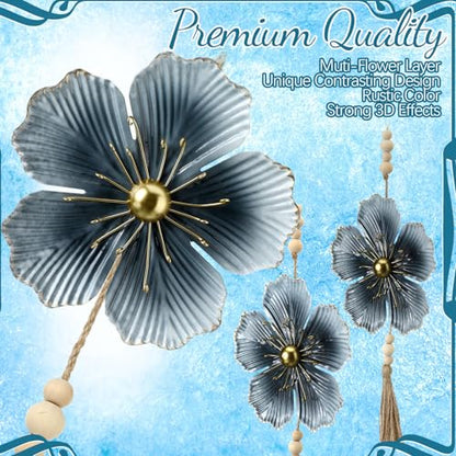 Tandefio 4 Pcs Metal Floral Tassels with Farmhouse Wood Beads, Classic - color: Classic