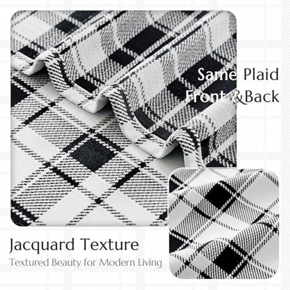 Beauoop Black White Plaid Jacquard Blackout Curtains Bedroom 52x96 2 Panels - color: Black and White, size: 52"W x 96"L (Pack of 2)
