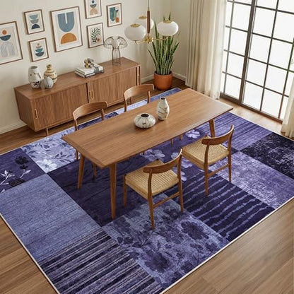 6'x9' Dark Purple Patchwork Geometric Area Rug - color: Dark Purple, size: 6' x 9' (Rectangular)