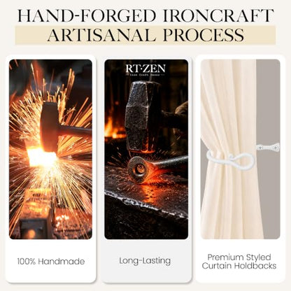 RTZEN Metal Curtain Tiebacks, Drapery Holders for Wall, 2 Pcs - size: Medium, style: Loophole - W