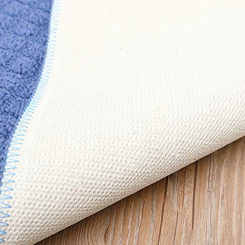 COSY HOMEER 32x20 Half Round Kitchen Rug,Non Slip Washable Mat,Blue 3PCS - color: Blue 3pcs, size: 1'8" x 2'8" (Semicircular)
