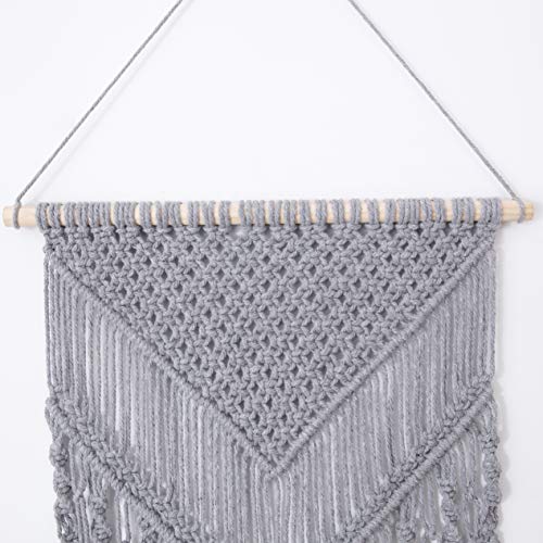 laddawan Macrame Wall Hanging Cotton Rope Wall Art Woven Tapestry Boho Chic Wall Decoration (Light Grey)