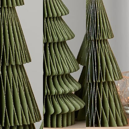 Set of 3 Honeycomb Paper Olive Green Trees (Medium Set 3 Olive) - color: Medium Set 3 Olive