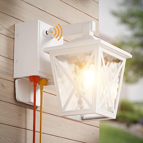 Ehaho Porch Light with GFCI Outlet Aircraft Grade Aluminum Alloy-White 1PC - color: White, size: 1PC