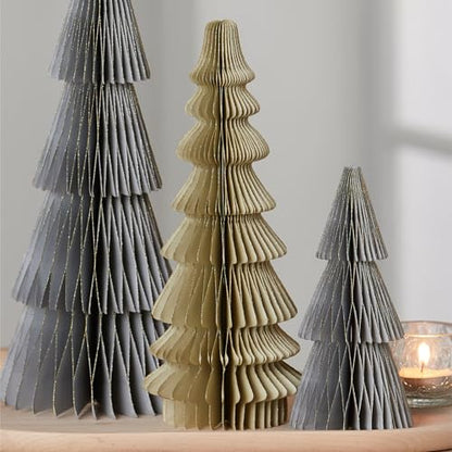Set of 3 Neutral Honeycomb Paper Tree Décor (Medium Set 3 Neutral) - color: Medium Set 3 Neutral