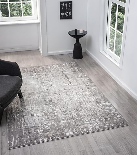 5x7 Gray Modern Abstract Area Rug for Living Room - color: 1001 - Gray, size: 5' x 7' (Rectangular)