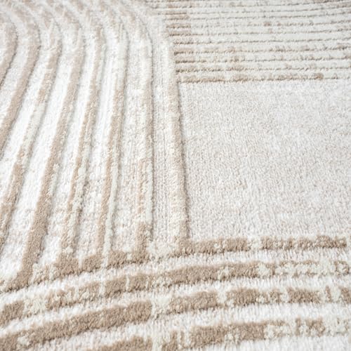Abani Cream Area Rug for Living Room, Bedroom -Mid-Century Modern- 5' x 8' -Durable & Easy to Clean - size: 5'x8'