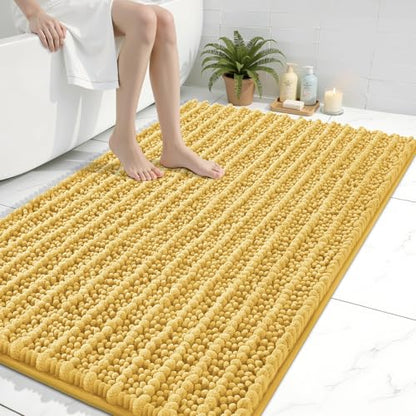 Arotive Bathroom Rugs Mat 40x32, Soft Absorbent Chenille Shaggy Bath Mat - color: Yellow, size: 40" X 32"