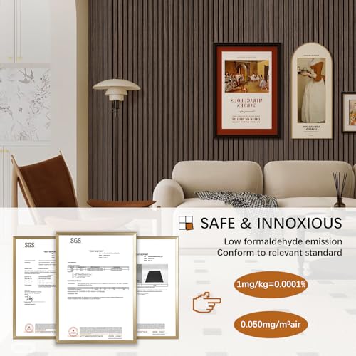 Wood Panels for Wall 2 PCS - Extra-Long Wood Slat Wall Panel - DIY Acoustic & Soundproof Wood Wall Panels - 3d Wall Panels Peel and Stick Noise Reducing Feature Wall - (Black 11.8" W x 94.5" L) - color: Smoked Wood-2 Packs