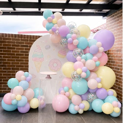 Pastel Balloon 12Inch Colorful Macaron Pink Teal Blue Yellow Purple Balloon - color: Blue Yellow Pink Purple