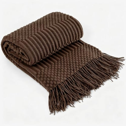 Blagic Soft Knitted Throw Blanket for Couch and Bed,Brown,50"x60" - color: Brown, size: 50 × 60 in