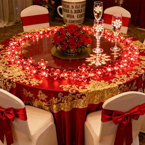 100 LED 33ft Red Cherry Blossom Flower Lights Valentine'S Day Wedding Decor - color: Red