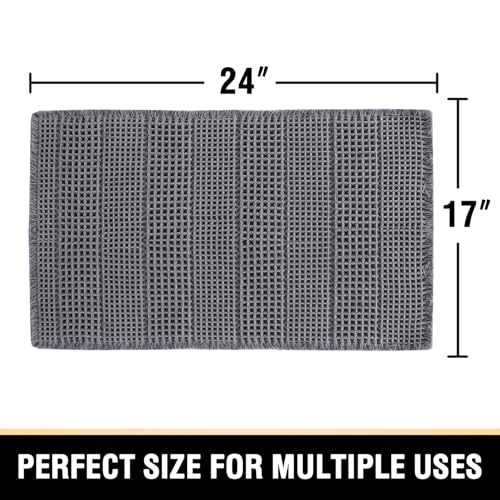H.VERSAILTEX Upgraded Waffle Bath Mat Super Absorbent Non Slip Bath Rugs for Beside Tub, 17" x 24", Grey - color: Grey, size: 17" x 24"