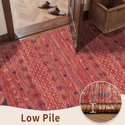 SERISSA 5x7 Washable Non-Slip Boho Area Rug for Living Room - color: Red Ochre/Multi, size: 5' x 7' (Rectangular)