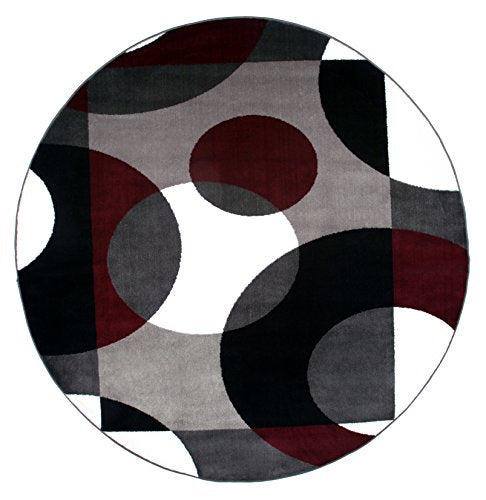 Rugshop Circles Modern Soft Living Room Bedroom Round Rug Burgundy 6'6" - size: 6'6" (Round)