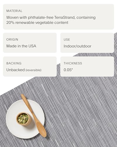 Chilewich Bamboo Placemats Set of 4, Woven Oval Placemats - color: Fog, size: 14"x19.25"