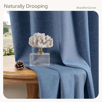HOMEIDEAS 100% Blackout Stone Dusty Blue 100 % polyester Curtains 84''L 2 Panels - color: Stone Blue, size: 52"W x 84"L (Pack of 2)