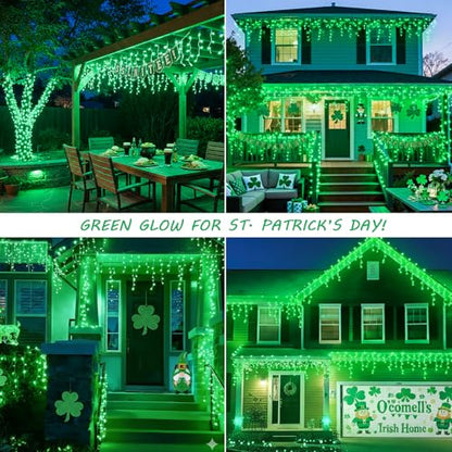 Hopolon Green Christmas Icicle Lights, 33FT 360 LED 60 Drops - color: Green
