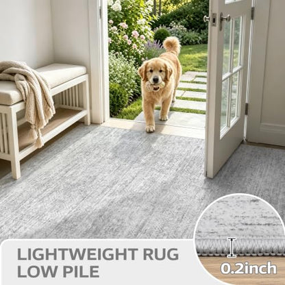 8x10 Area Rugs, Grey Washable Geometric Boho Rug for Living Room, Bedroom - color: Grey, size: 8' x 10' (Rectangular)
