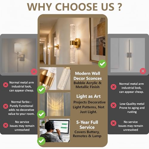 Battery Operated Wall Sconces Set of 2, 10000mAh Rechargeable Wall Light - color: Gold, size: 18 inch