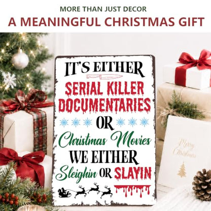 Funny Christmas Movie Metal Sign Xmas Horror Movie Sign Wall Decor