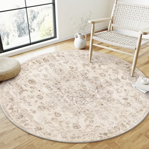 3x3 Beige Neutral Round Rug - color: Neutral | Beige, size: 3' (Round)