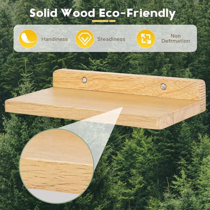 Small Floating Shelves for Wall,5x8.5 Inch,Natural Wood,Set of 3 - color: Wood Color