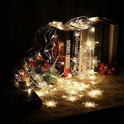 String Lights LED Curtain Light, 96 LED Fairy Hanging String Lights Waterproof Christmas Snowflake Lights with Wireless Control for Outside Indoor Bedroom Party Fence Patio - Warm White - color: White