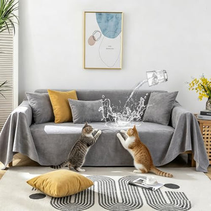 STACYPIK Waterproof Couch Cover for Sofa Scratch Resistant Gray Sofa Covers - color: A-waterproof-grey, size: Large Size(71" X118")