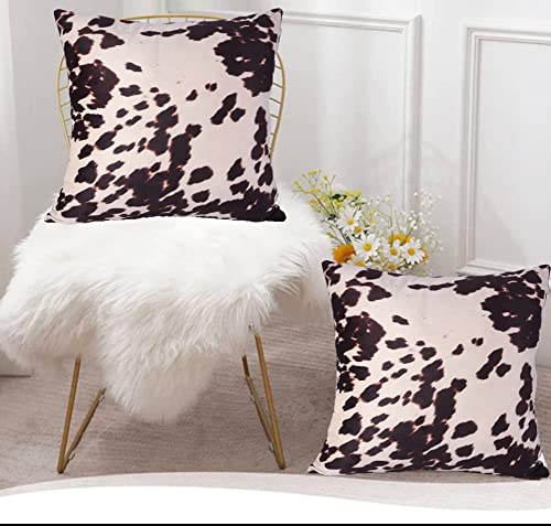 Velvet Throw Pillow Covers Brown Beige Square Cushion Case 18x18 - color: Brown, size: 18" x 18" (Pack of 2)