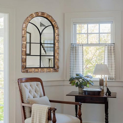 36x24 Inch Arched Window Pane Wall Mirror - color: E - Window - 36x24 in