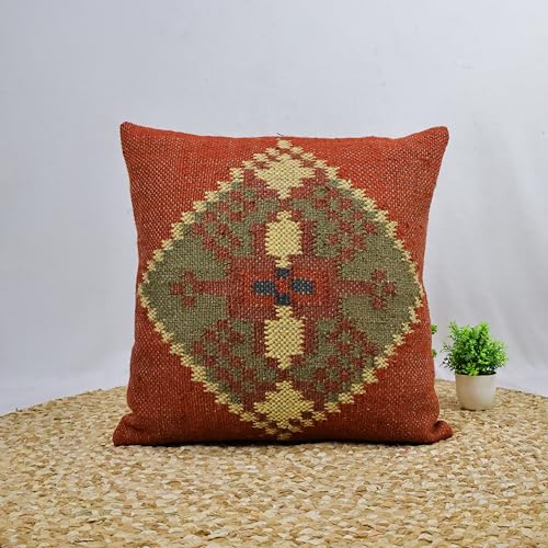 Trade Star 70% Jute 30% Wool Kilim Throw Pillow Covers 18x18 Inche - color: Pattern 10