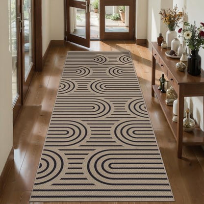 Tangsoo Easy Jute 2x5 Washable Hallway Runner Rug,Non-Slip Carpet Runner - color: Brown Six Rainbow, size: 2x5ft