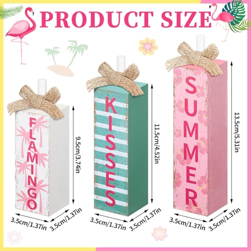 MiniInflat Flamingo 3 Pcs Table Decor, Wooden Block Sign Tiered Tray - style: Flamingo