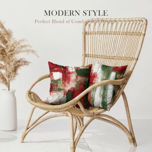 Abstract Christmas Throw Pillow Covers 18x18 Set of 4, Red & Green - color: Red Green White, size: 18" x 18" (Pack of 4)